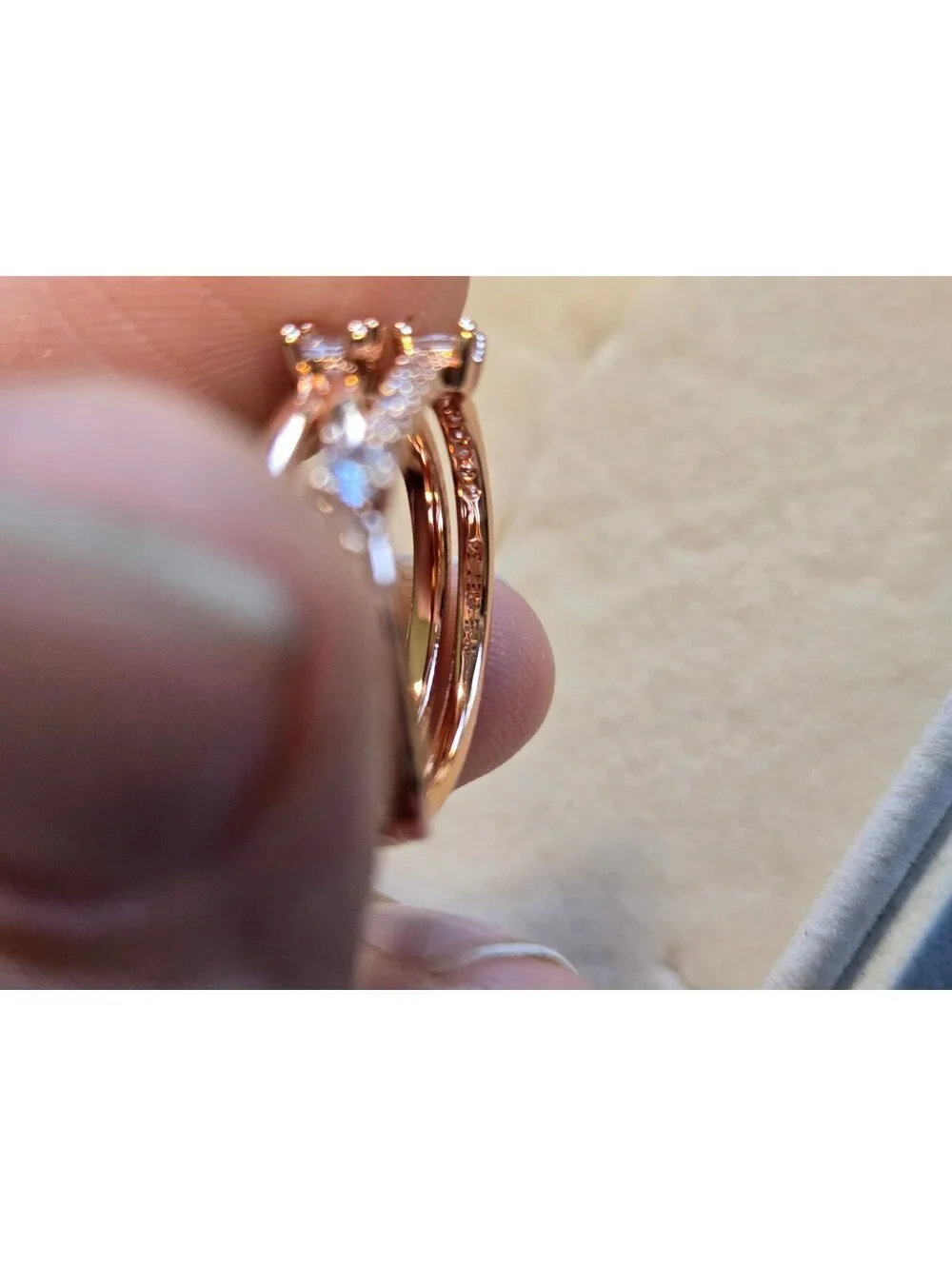 Pandora Rose Gold Sparkling Triple Band Ring size 8